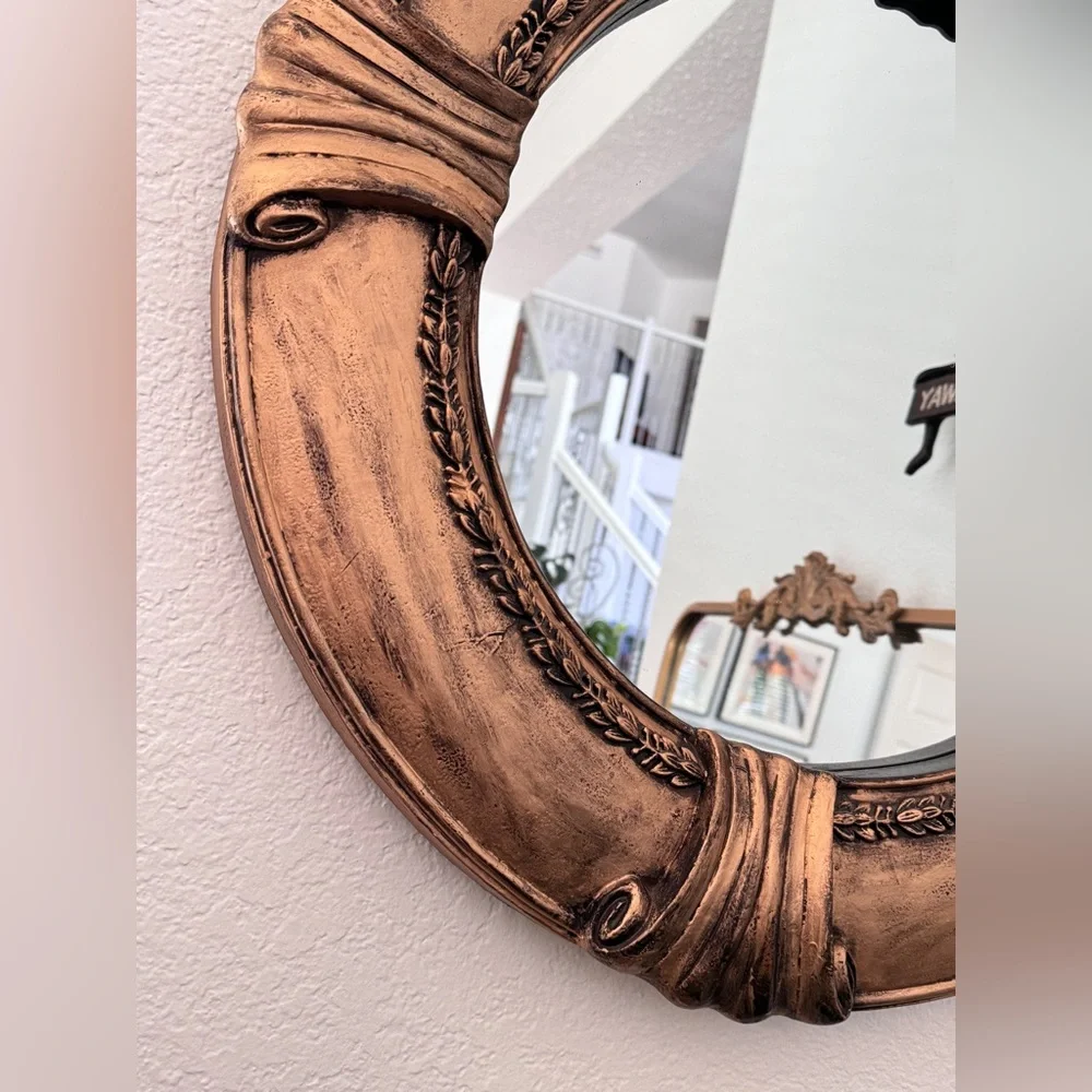 Vintage Antique Gold Round Frame With Mirror